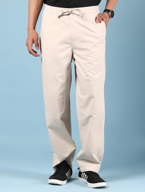 men solid mid rise full length chinos trouser - 21873719 -  Standard Image - 0