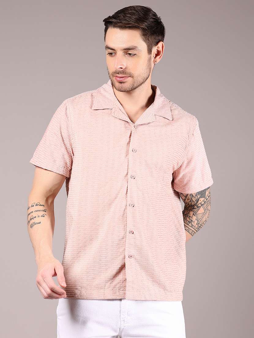 men self design cuban collar loose fit casual shirt - 21873737 -  Standard Image - 1