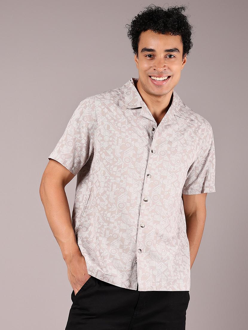 men textured cuban collaerd short sleeve shirt - 21873765 - Standard Image - 1