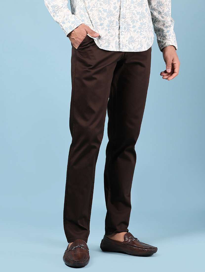 men solid md rise casual chinos  - 21873766 -  Standard Image - 1