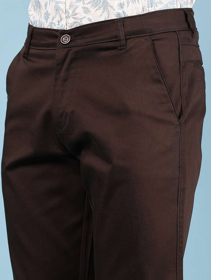 men solid md rise casual chinos  - 21873766 -  Standard Image - 4