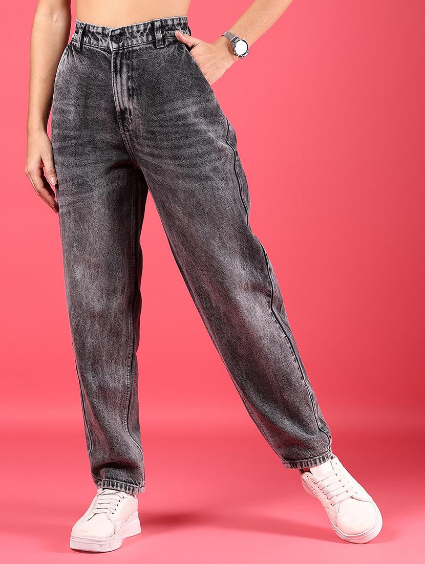 women solid high rise mom fit jean - 21873768 -  Zoom Image - 0