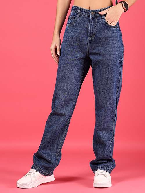 women solid high rise straight jean - 21873769 -  Standard Image - 0