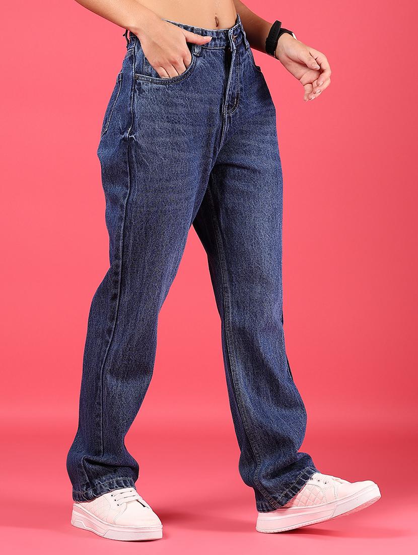 women solid high rise straight jean - 21873769 - Standard Image - 1