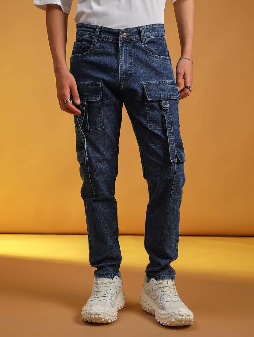men washed mid rise denim cargo - 21873777 -  Standard Image - 1