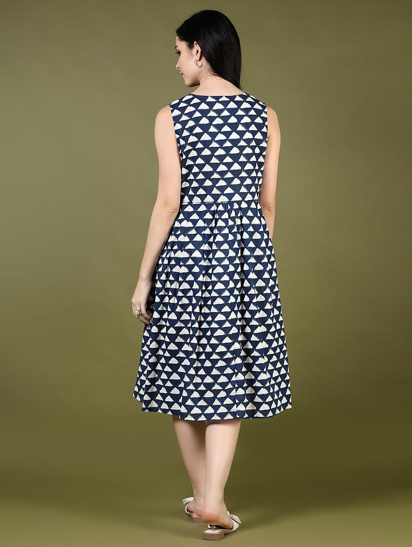 women printed sleeveless fit & flare ethnic dress - 21873781 - Standard Image - 4