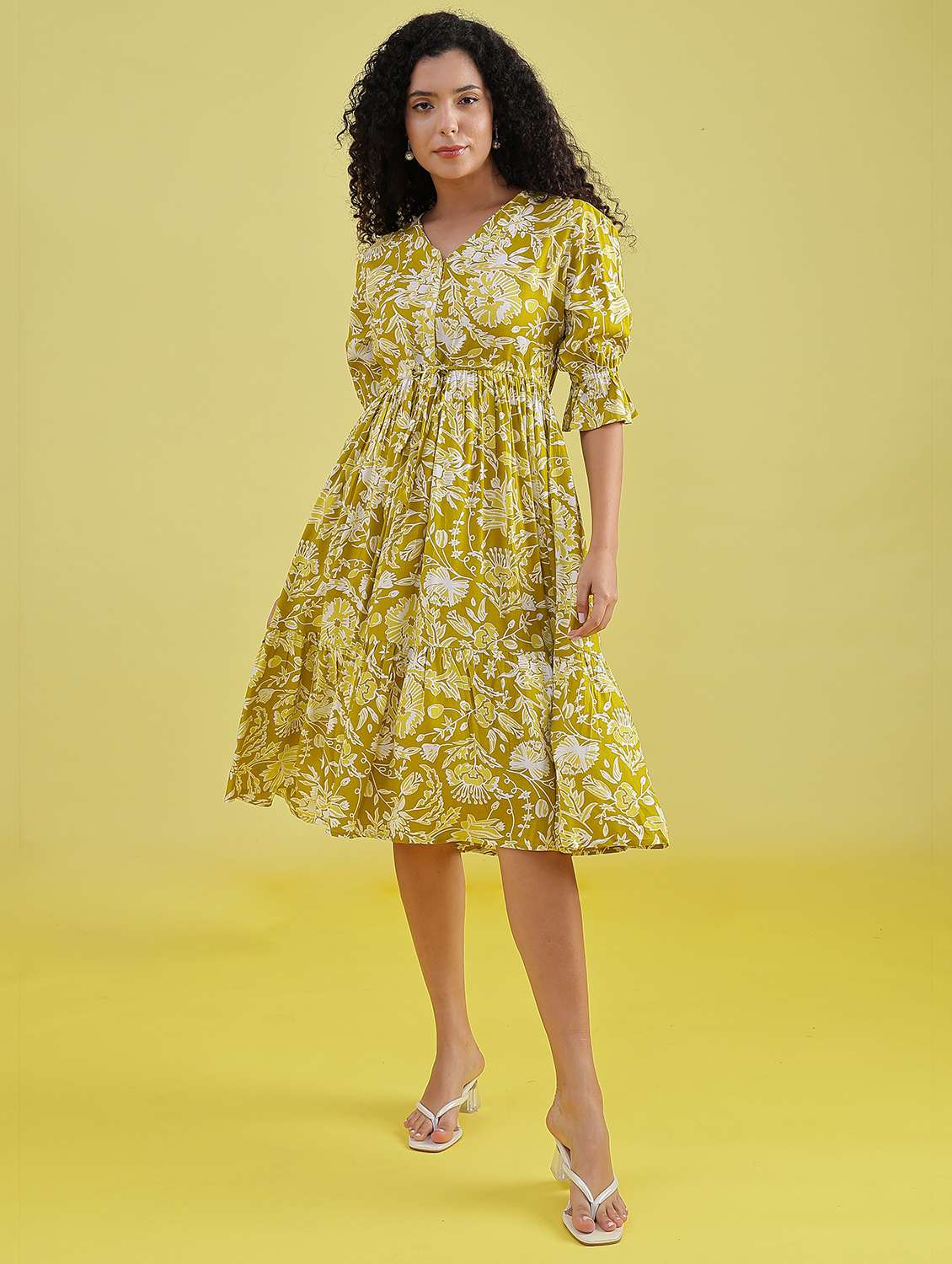 women floral v neck neck tiered dress - 21873783 -  Standard Image - 1