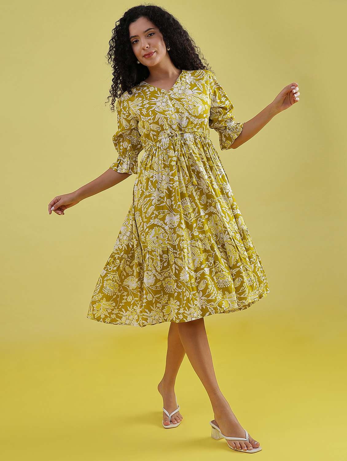 women floral v neck neck tiered dress - 21873783 -  Standard Image - 6