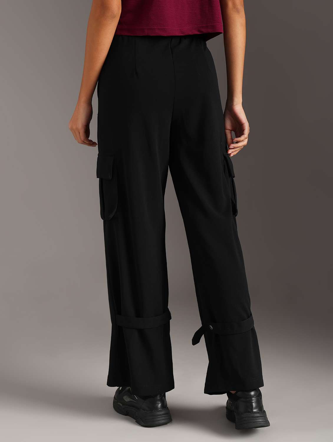 women solid mid rise relaxed fit cargo - 21873790 -  Standard Image - 4