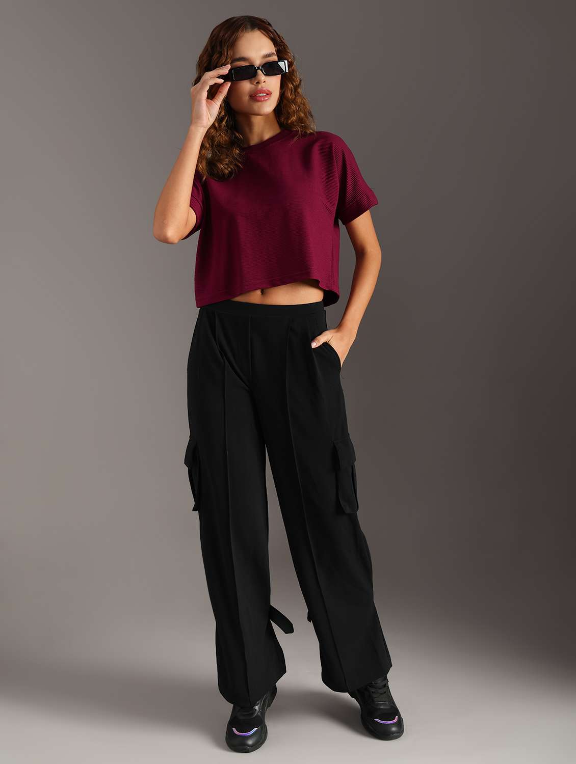 women solid mid rise relaxed fit cargo - 21873790 -  Standard Image - 6