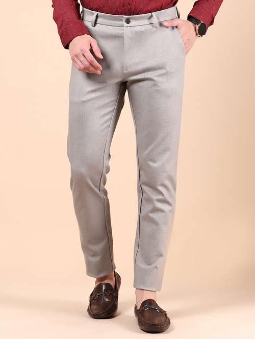 men solid md rise casual chinos  - 21873805 -  Standard Image - 0