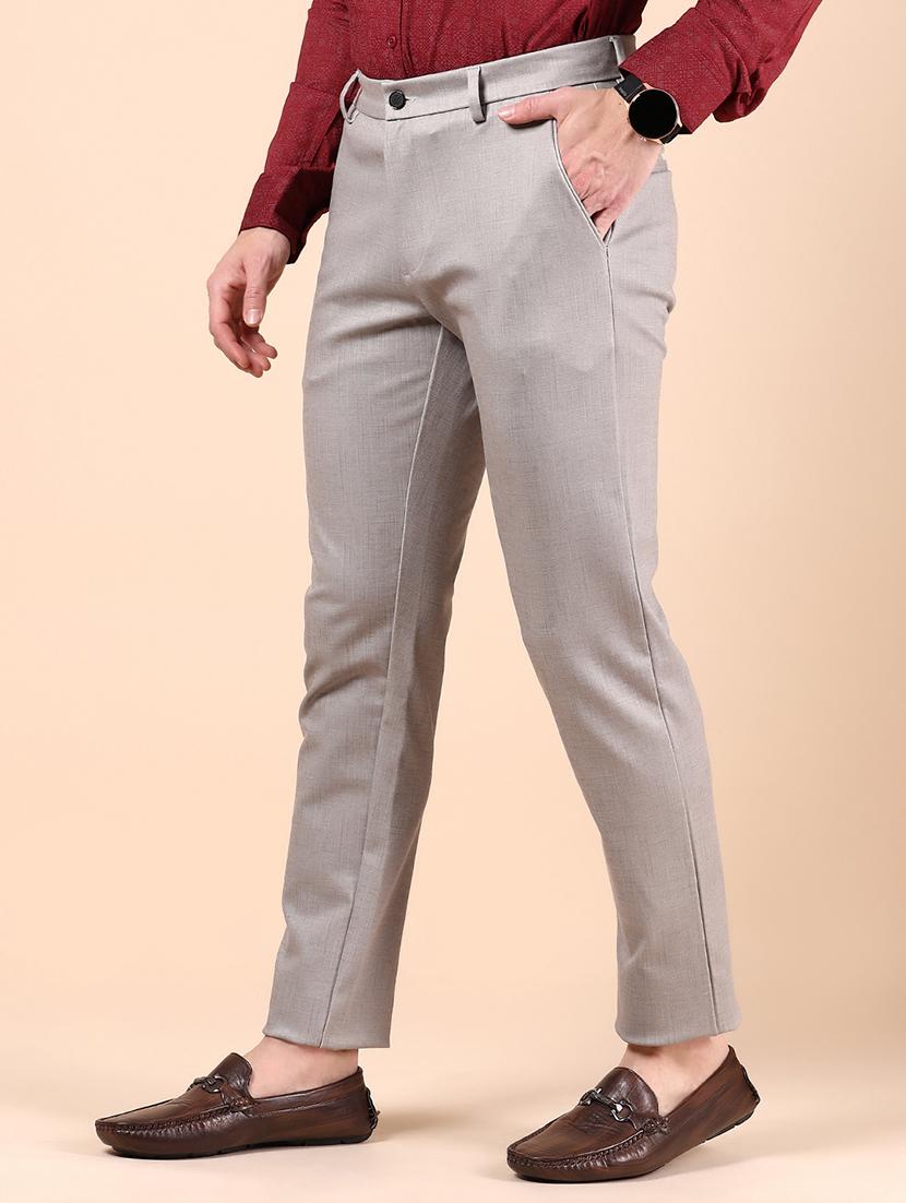 men solid md rise casual chinos - 21873805 - Standard Image - 1