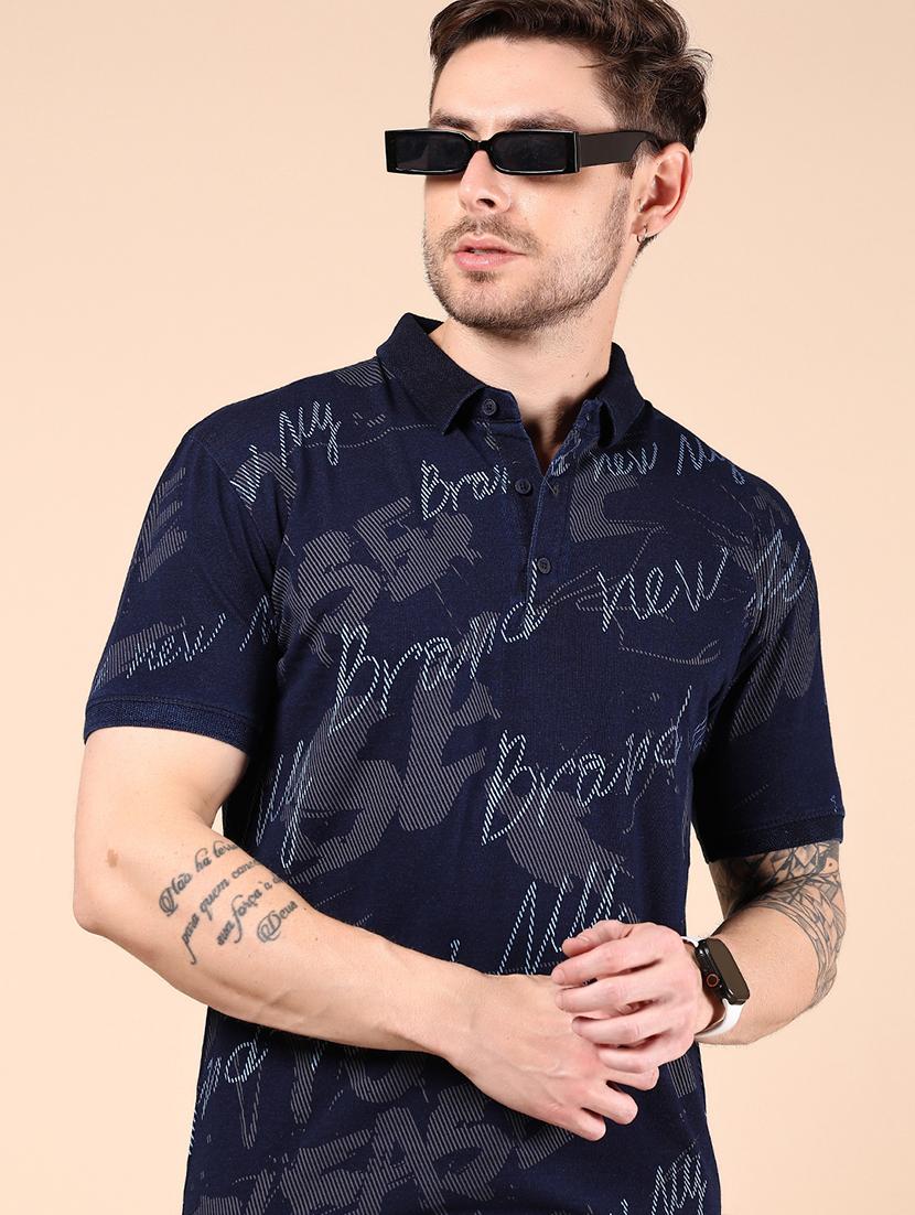 men printed short sleeve regular fit polo t-shirt