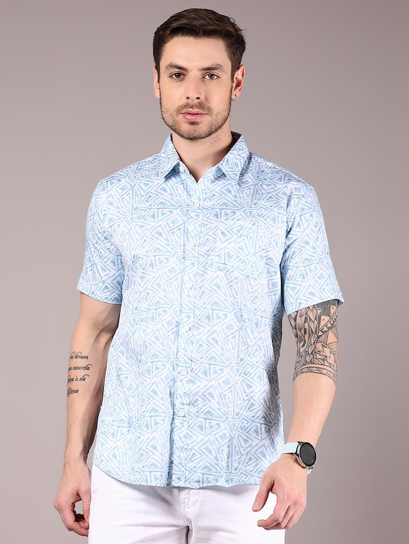 men printed collaerd short sleeve shirt - 21873824 -  Standard Image - 1