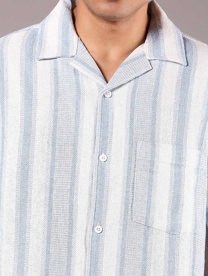 men striped cuban collaerd short sleeve shirt - 21873825 - Standard Image - 4