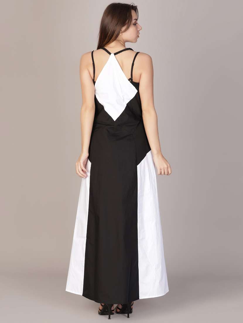 women color block halter neck a-line dress - 21873827 - Standard Image - 4