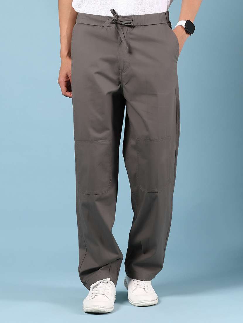men grey solid mid rise chinos casual trouser - 21873829 -  Zoom Image - 0