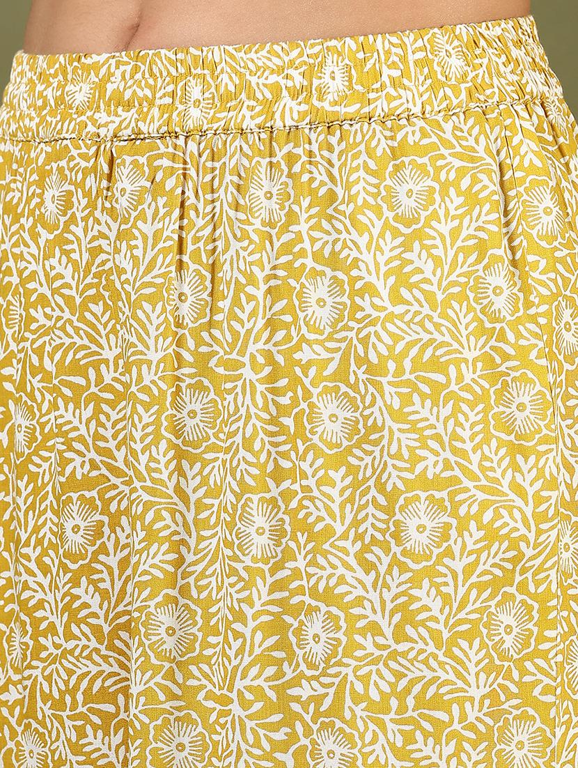 women yellow printed mid rise palazzo - 21873840 - Standard Image - 4