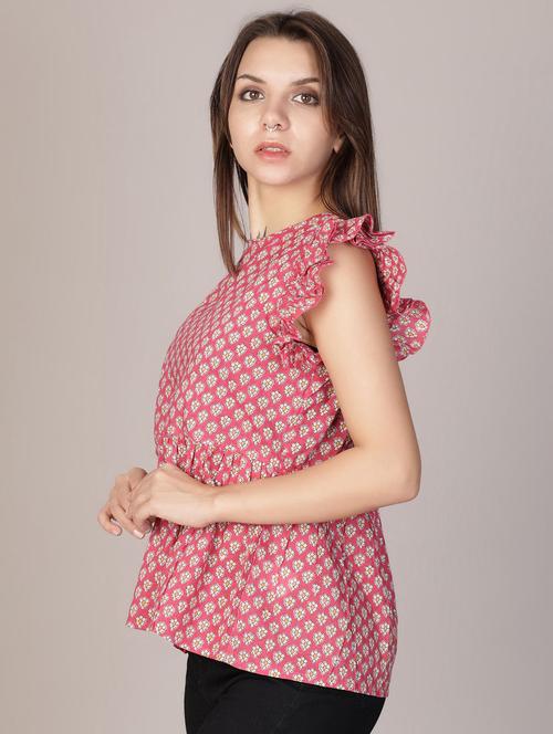 women red printed round neck top - 21873847 - Standard Image - 0