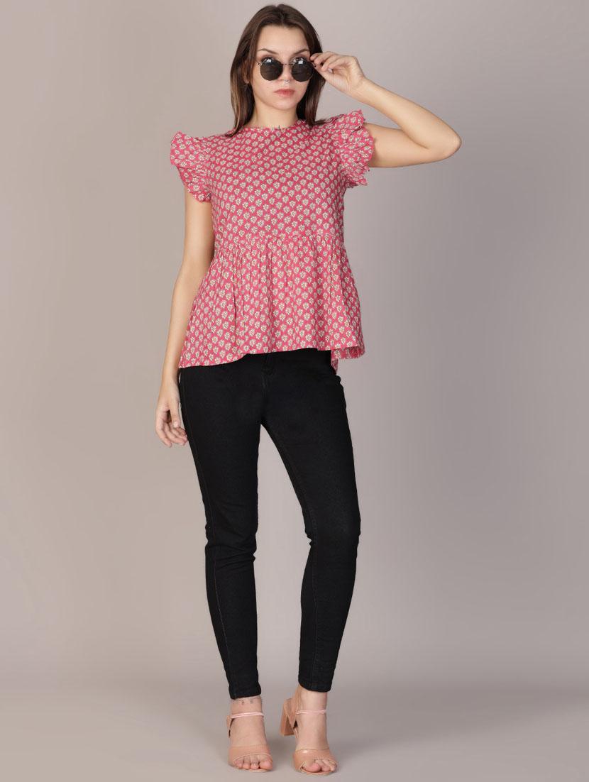 women red printed round neck top - 21873847 - Standard Image - 4