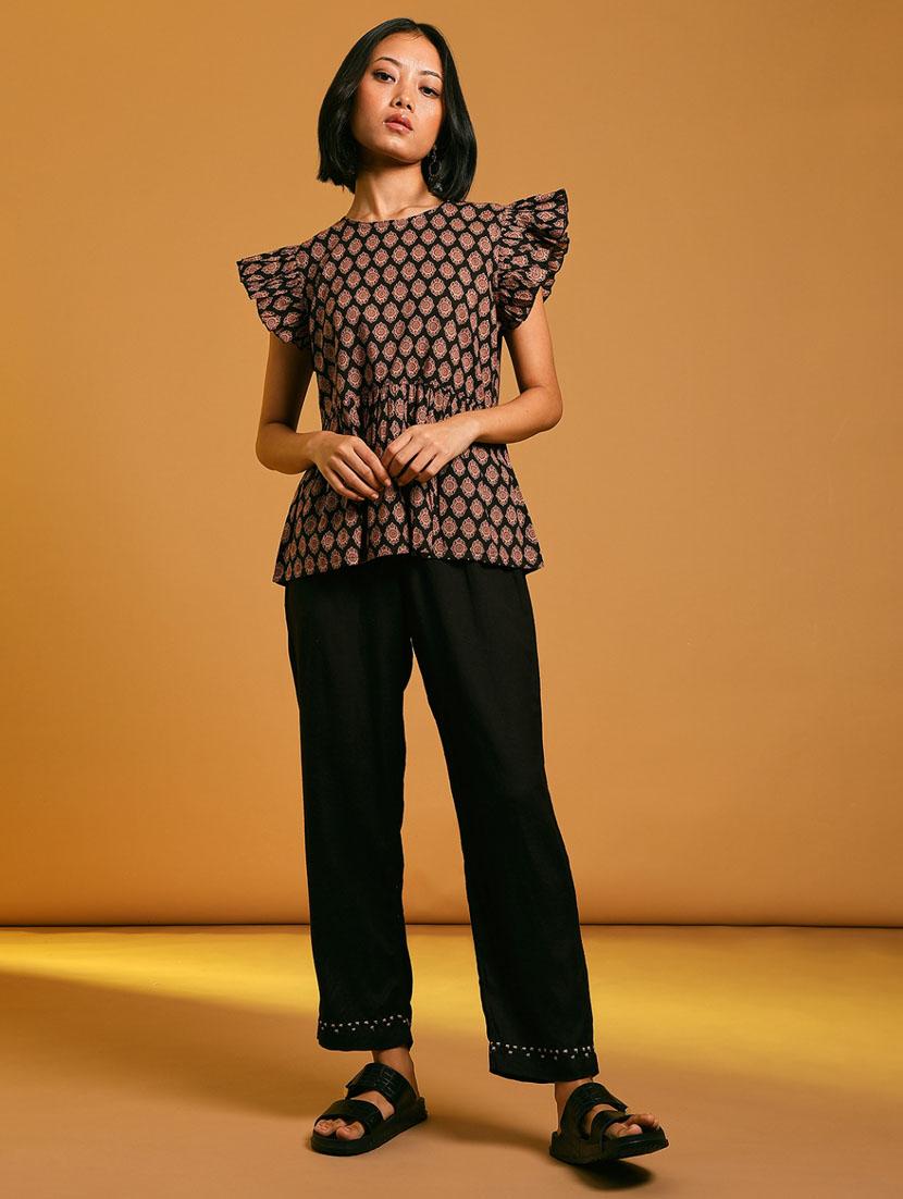 women black printed round neck top - 21873849 - Standard Image - 4