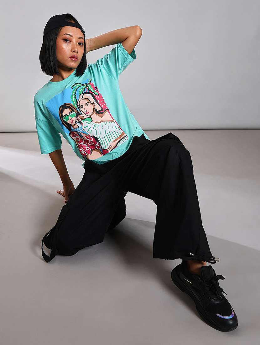 women printed short sleeve oversized t-shirt - 21873857 -  Standard Image - 4