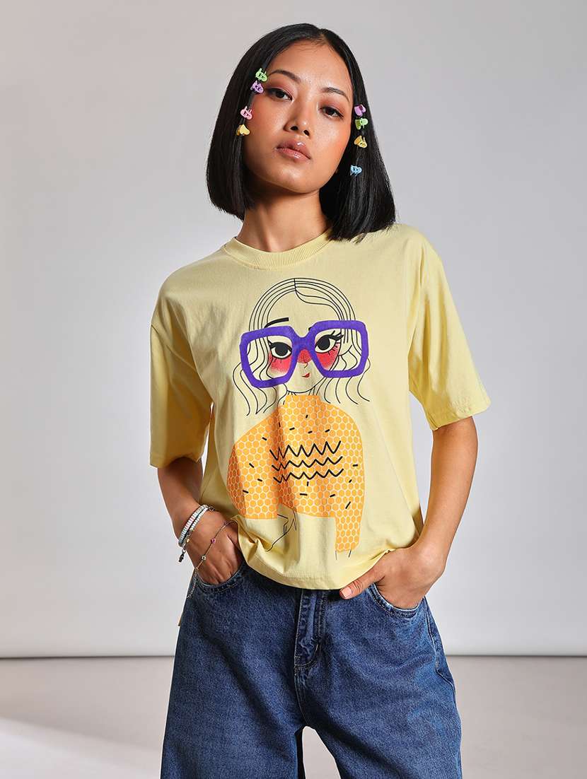 women printed short sleeve oversized t-shirt - 21873858 -  Standard Image - 1