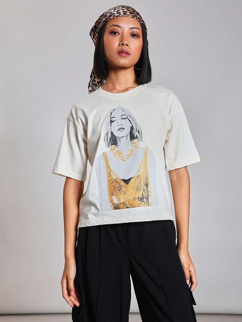 women printed short sleeve oversized t-shirt - 21873860 -  Standard Image - 1