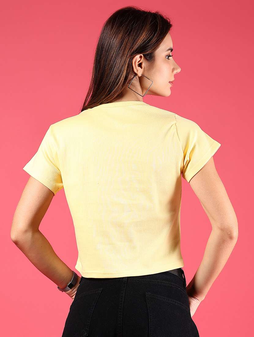 women printed short sleeve regular fit crop t-shirt - 21873863 -  Standard Image - 4
