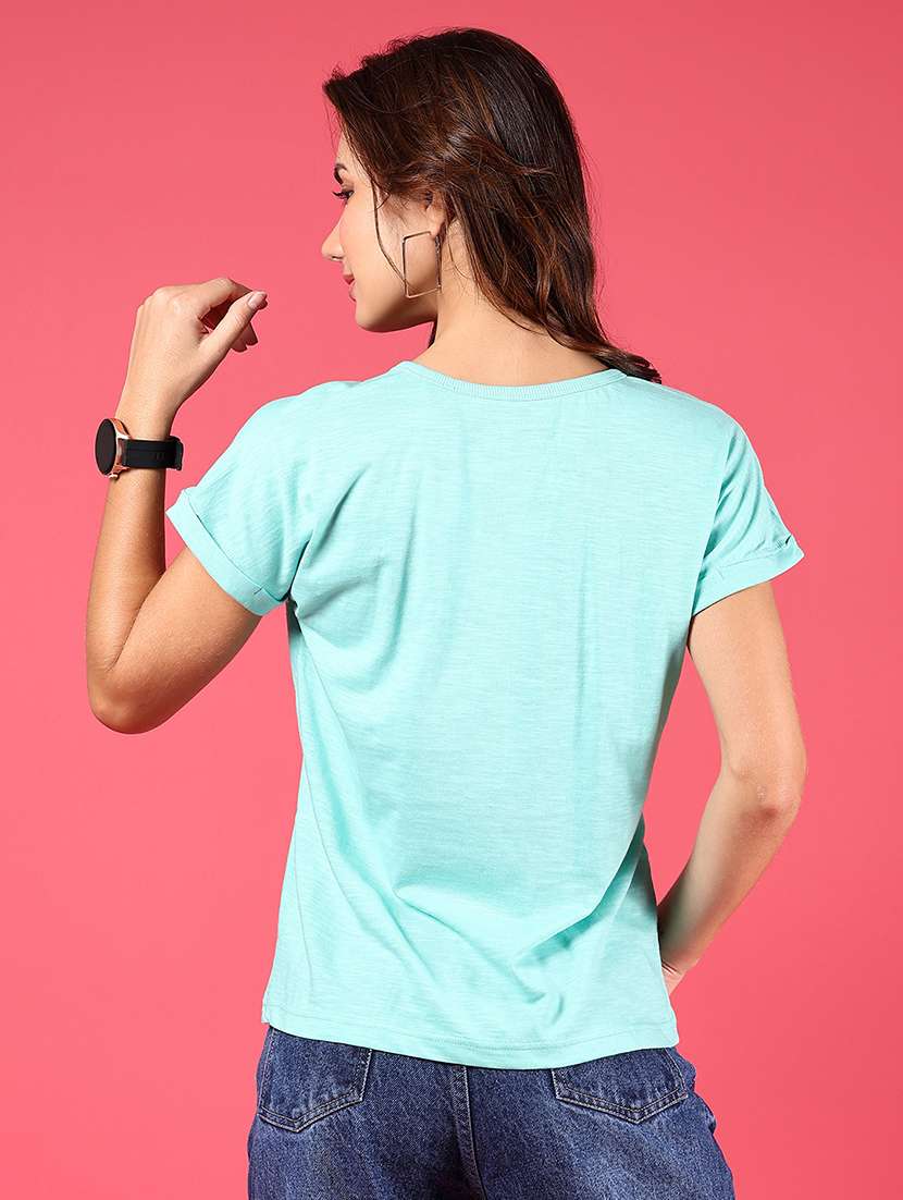 women solid short sleeve regular fit t-shirt - 21873868 -  Standard Image - 4