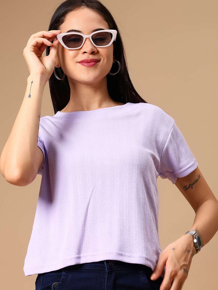women solid short sleeve regular fit t-shirt