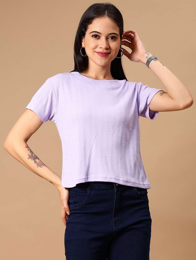 women solid short sleeve regular fit t-shirt - 21873870 -  Standard Image - 1