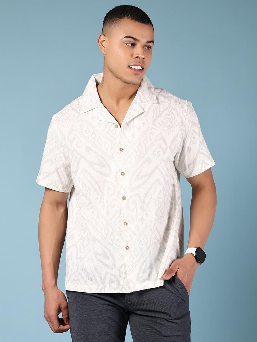 men printed short sleeve regular fit casual shirt - 21873874 - Standard Image - 1