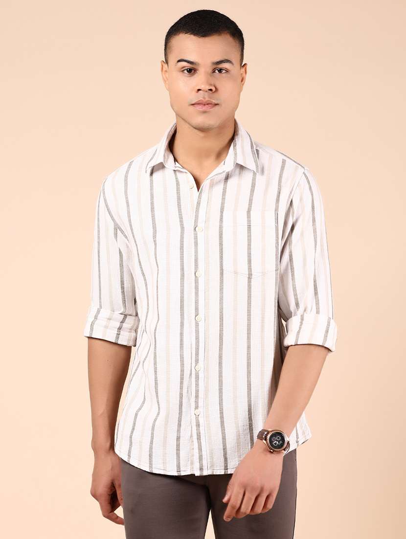 men striped long sleeve regular fit casual shirt - 21873907 -  Standard Image - 1