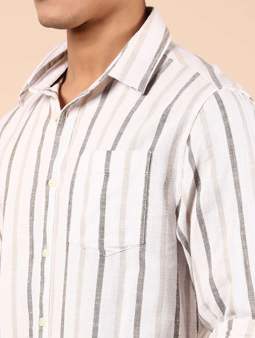 men striped long sleeve regular fit casual shirt - 21873907 -  Standard Image - 4