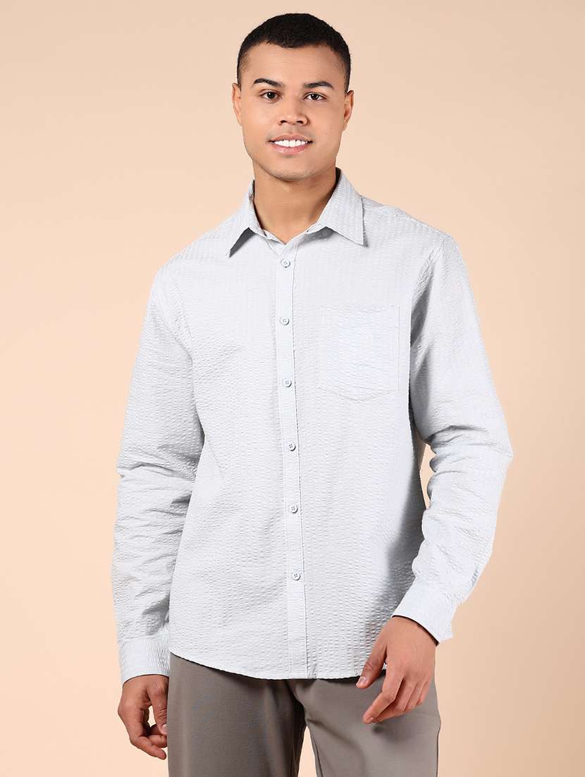 men solid long sleeve regular fit casual shirt - 21873908 - Standard Image - 1