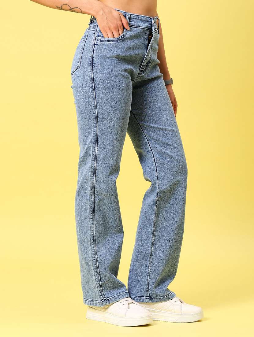 women solid high rise baggy jean - 21873938 -  Standard Image - 1