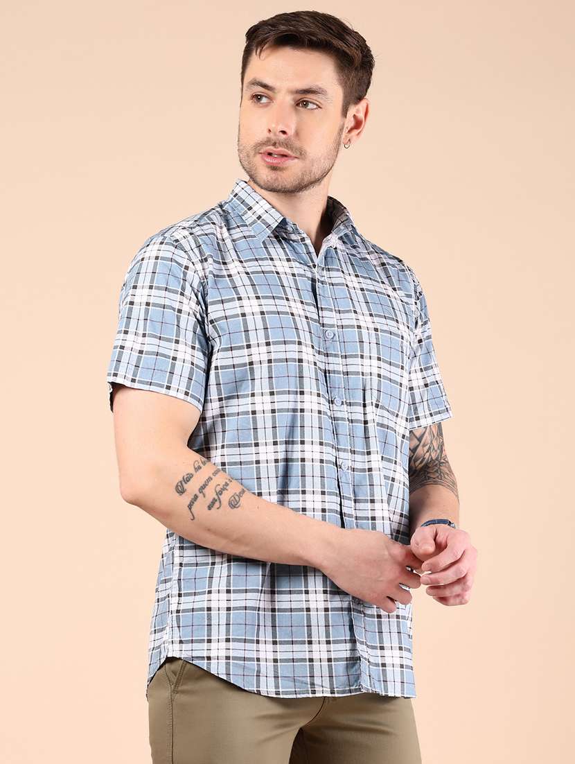 men checkered short sleeve regular fit casual shirt - 21873962 -  Standard Image - 1