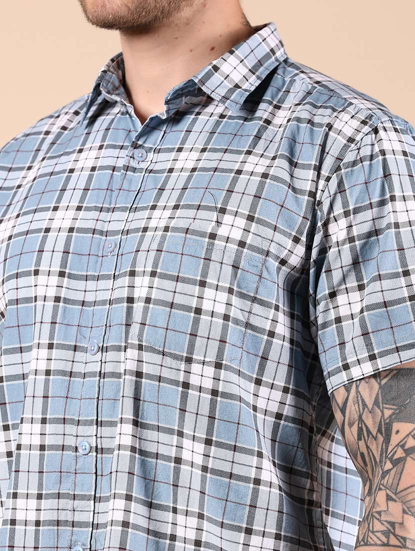 men checkered short sleeve regular fit casual shirt - 21873962 -  Standard Image - 4