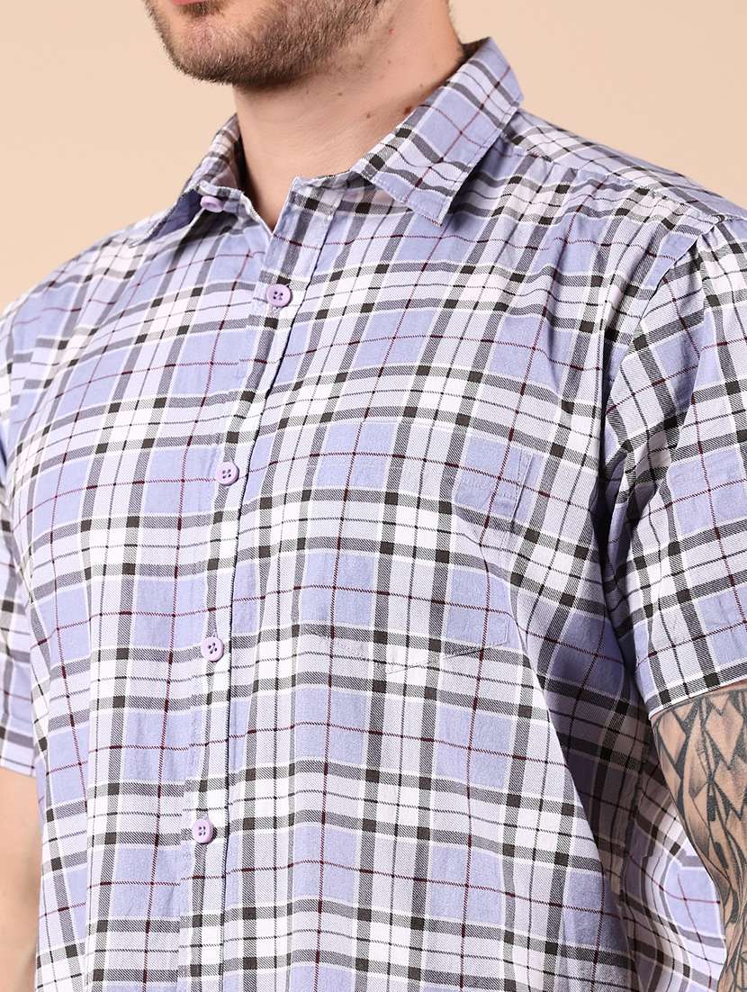 men checkered short sleeve regular fit casual shirt - 21873963 -  Standard Image - 4