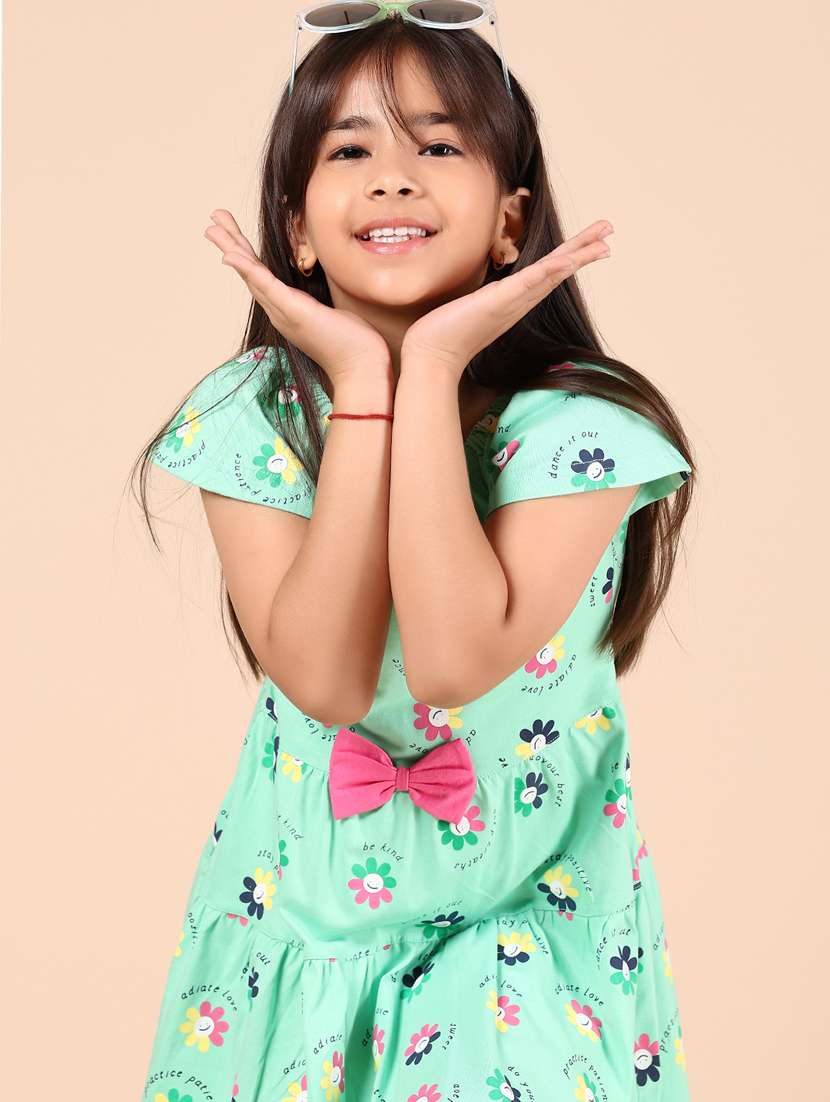 girls floral printed puff sleeves frock - 21873980 -  Standard Image - 4