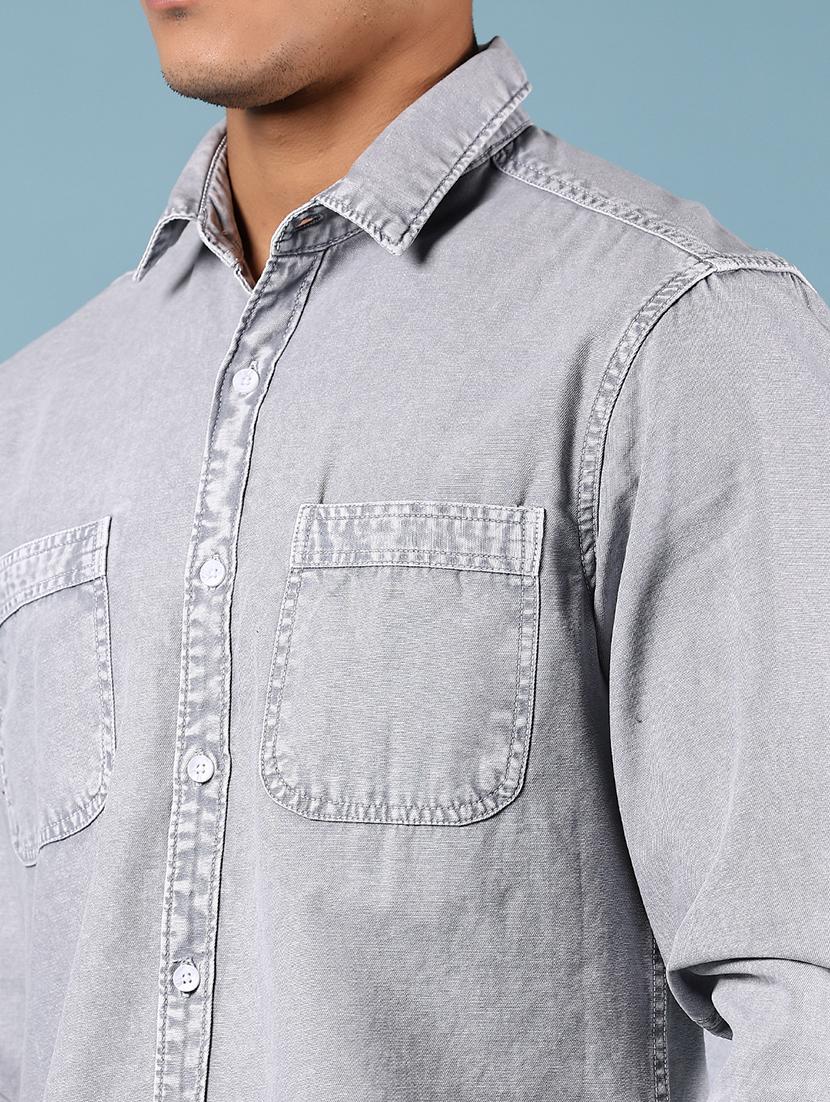 men solid long sleeve regular fit casual shirt - 21873998 - Standard Image - 4