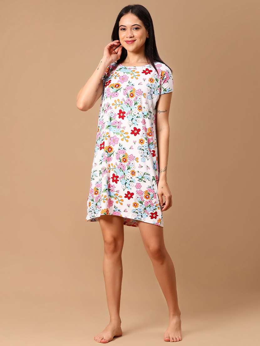 women floral print short sleeve sleepshirt - 21873999 -  Standard Image - 1