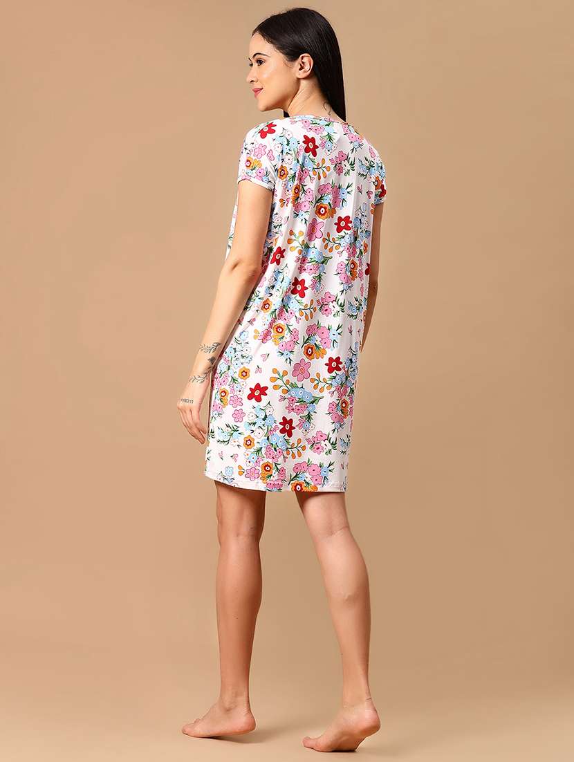 women floral print short sleeve sleepshirt - 21873999 -  Standard Image - 4