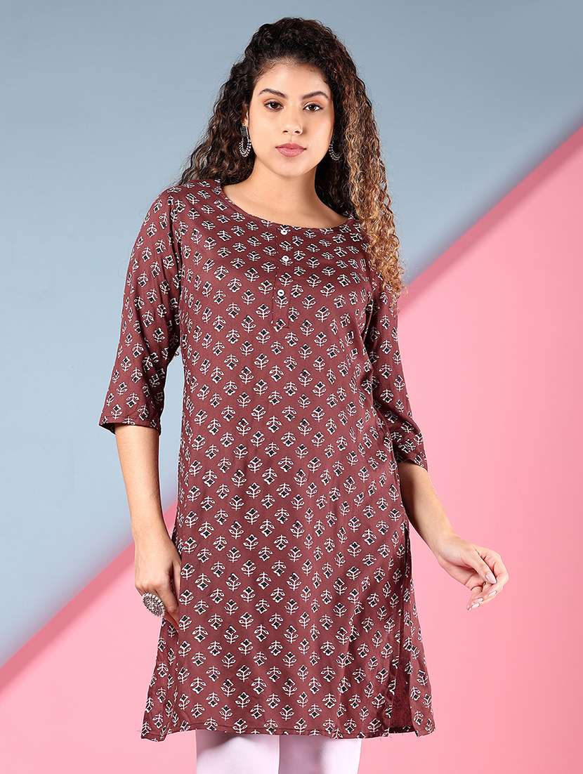 women printed mandarin neck straight kurta - 21874011 -  Zoom Image - 0