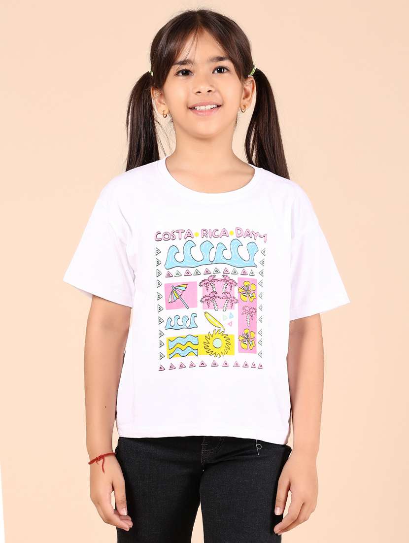 girls printed round neck tee - 21874016 -  Standard Image - 1