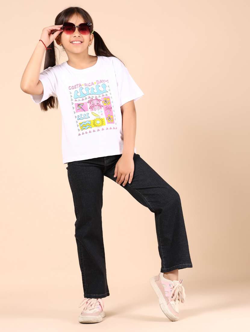 girls printed round neck tee - 21874016 -  Standard Image - 4