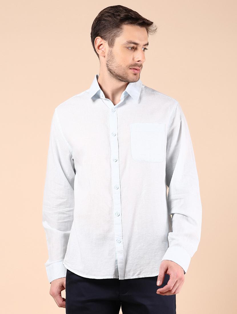 men solid long sleeve regular fit casual shirt - 21874048 - Standard Image - 1