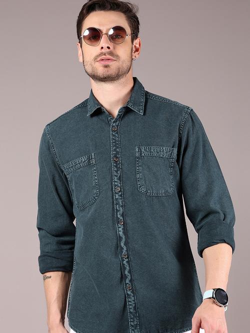 men solid long sleeve regular fit casual shirt - 21874071 -  Standard Image - 0