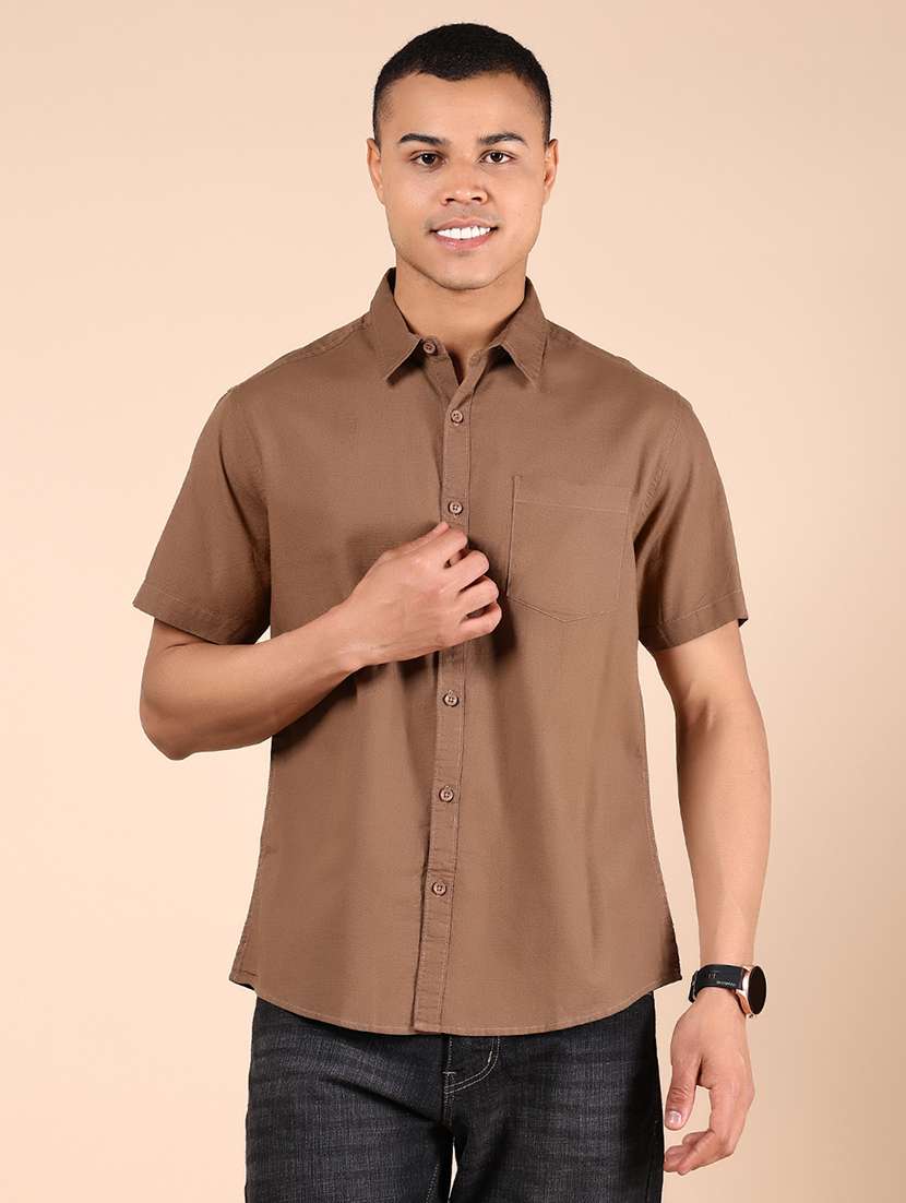 men solid short sleeve regular fit casual shirt - 21874072 -  Standard Image - 1
